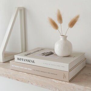Beautiful Decorative Cream Books Set of 2 Boxes Enhance Your Coffee Table